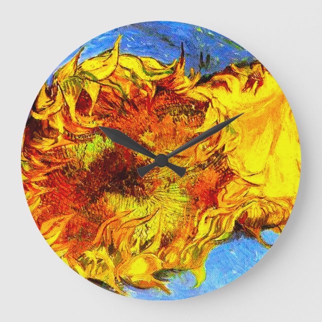 Two Cut Sunflowers Van Gogh Large Clock (Front)