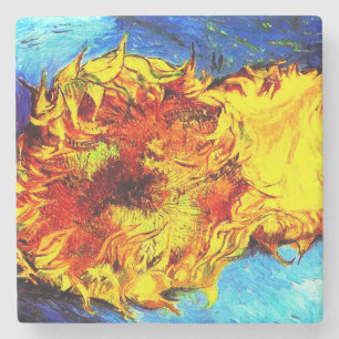Two Cut Sunflowers Van Gogh Stone Coaster