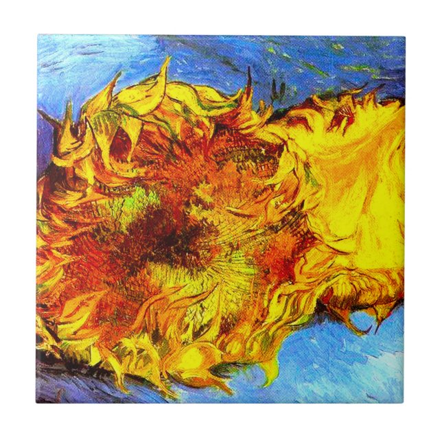 Two Cut Sunflowers Van Gogh Tile (Front)