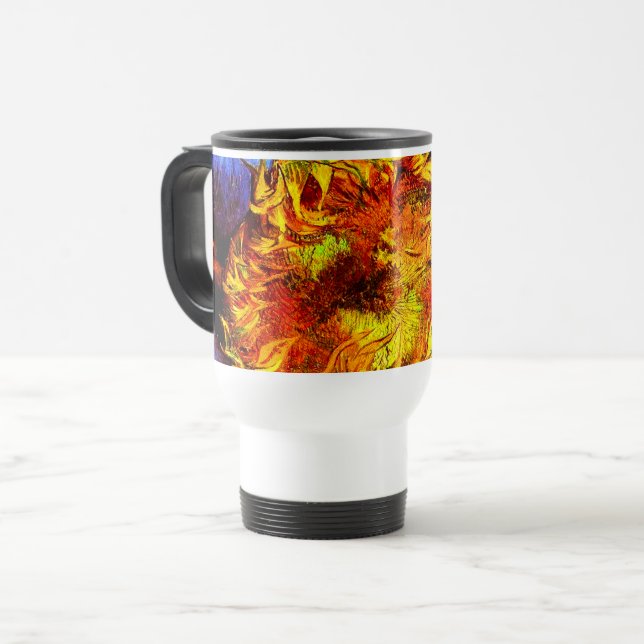 Two Cut Sunflowers Van Gogh Travel Mug (Front Left)
