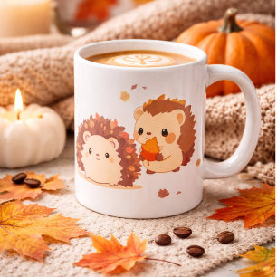 Two Cute Autumn Hedgehogs – Kawaii Animals Coffee Mug