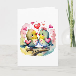 Two Cute Birds in Love BLANK  Card
