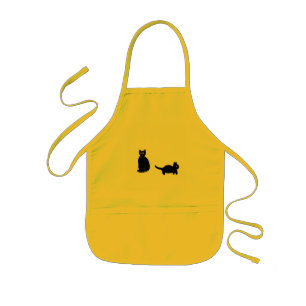 Two Cute Black Cats Kitty Kids Apron