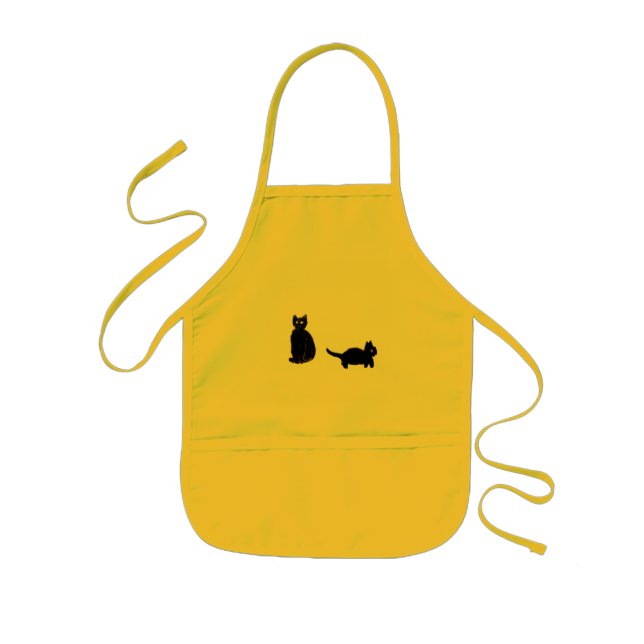 Two Cute Black Cats Kitty Kids Apron (Front)