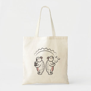 Two cute black line capybaras tote bag
