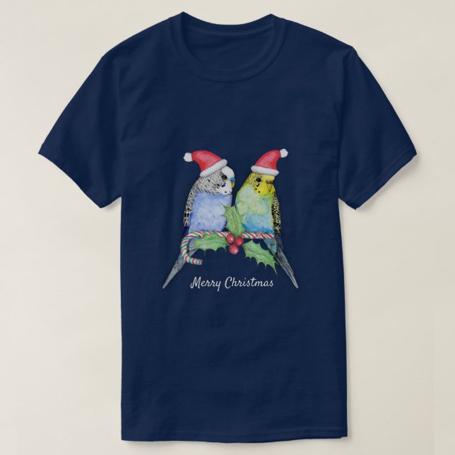  Two cute budgies Christmas style T-Shirt (Design Front)