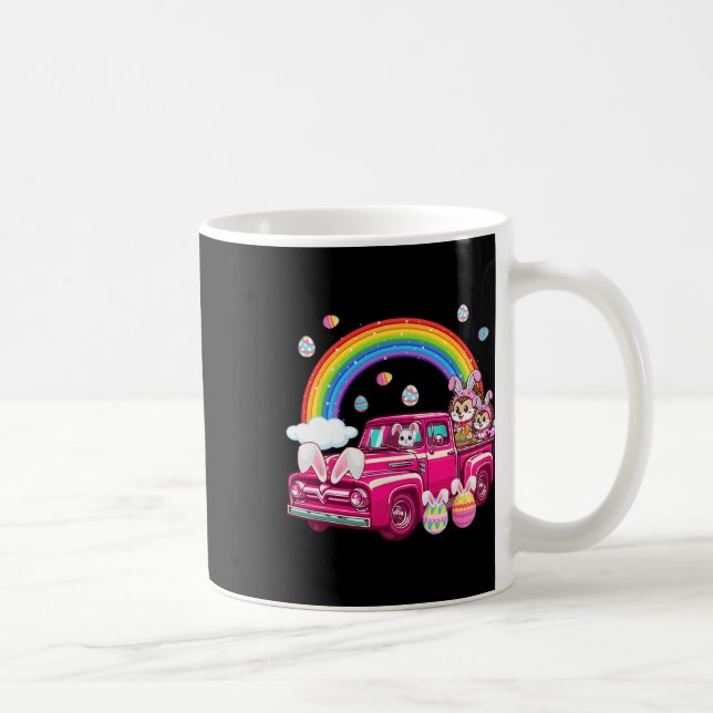 Two Cute Bunny Hedgehogs On Truck Easter Hunting E Coffee Mug (Right)