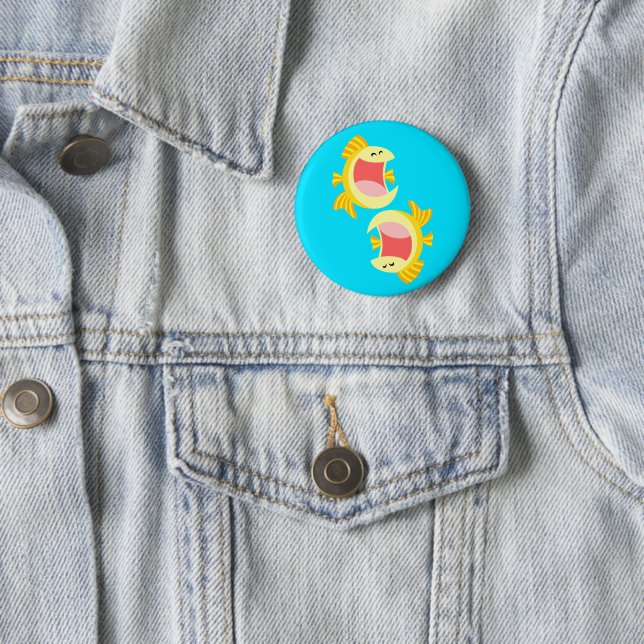 Two Cute Cartoon Fish 6 Cm Round Badge (In Situ)