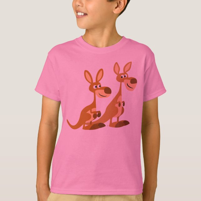 Two Cute Cartoon Kangaroos Children T-Shirt (Front)