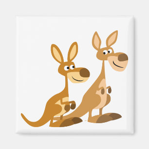 Two Cute Cartoon Kangaroos Magnet