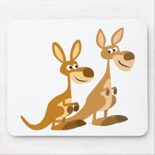 Two Cute Cartoon Kangaroos Mousepad
