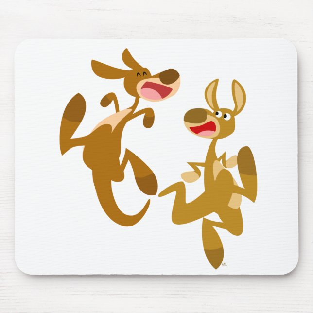 Two Cute Cartoon Kangaroos Mousepad (Front)