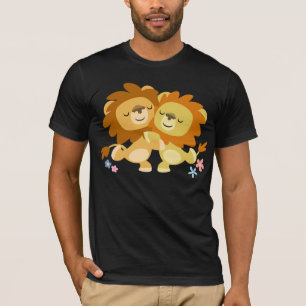 Two Cute Cartoon Lions Tango T-Shirt