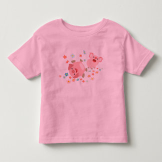 Two Cute Cartoon Pigs in Spring Children T-Shirt