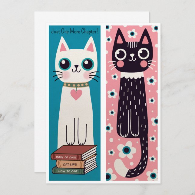 Two Cute Cat Bookmark Template (Front/Back)