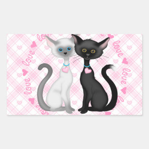 Two Cute Cats in Love Rectangular Sticker