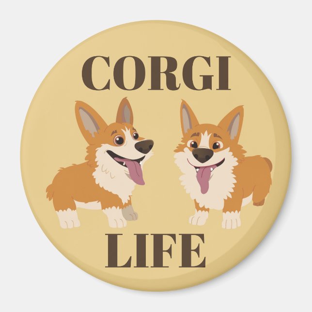 Two Cute Corgi Dogs Magnet (Front)