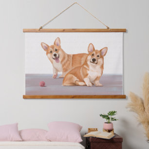 Two Cute Corgis Hanging Tapestry