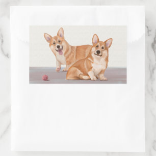 Two Cute Corgis Rectangular Sticker