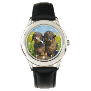 Two Cute Dachshunds Dogs Dackel Friends dial-plate Watch