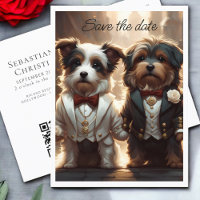 Two Cute Dog Grooms Gay Wedding Save the Date