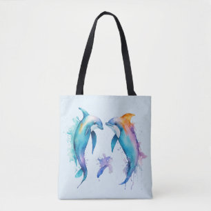 Two cute dolphins tote bag