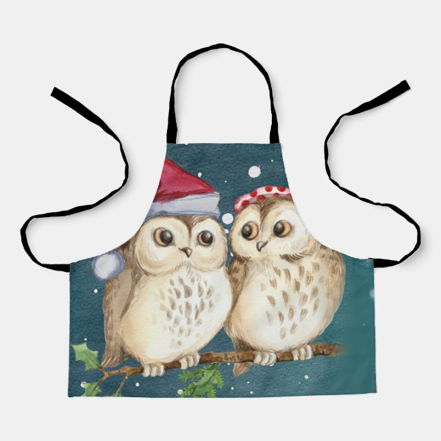 Two cute drawn Owls Apron (Front)