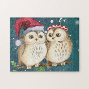 Two cute drawn Owls Jigsaw Puzzle