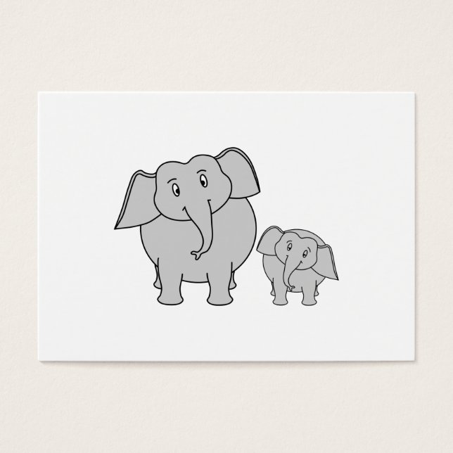 Two Cute Elephants. Cartoon. (Front)