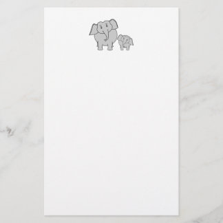 Two Cute Elephants. Cartoon. Stationery