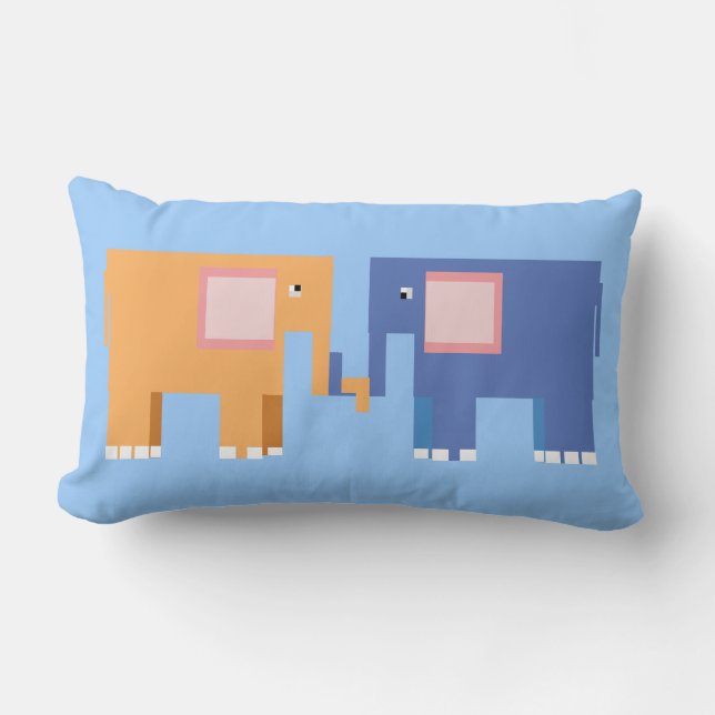Two cute elephants lumbar cushion (Front)