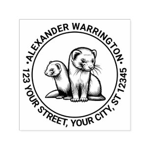 Two Cute Ferrets Name Return Address Self-inking Stamp