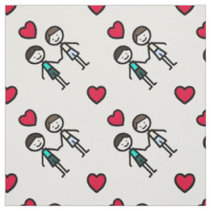 Two Cute Gay Boys With Heart Pattern Fabric