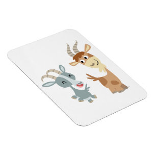 Two Cute Happy Cartoon Goats Flexible Magnet
