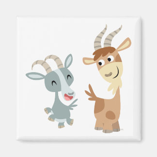 Two Cute Happy Cartoon Goats Magnet