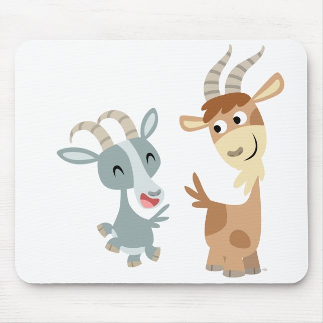 Two Cute Happy Cartoon Goats Mousepad (Front)
