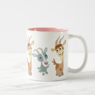 Two Cute Happy Cartoon Goats Mug