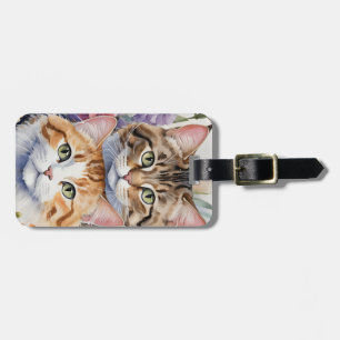 Two cute kitten faces luggage tag