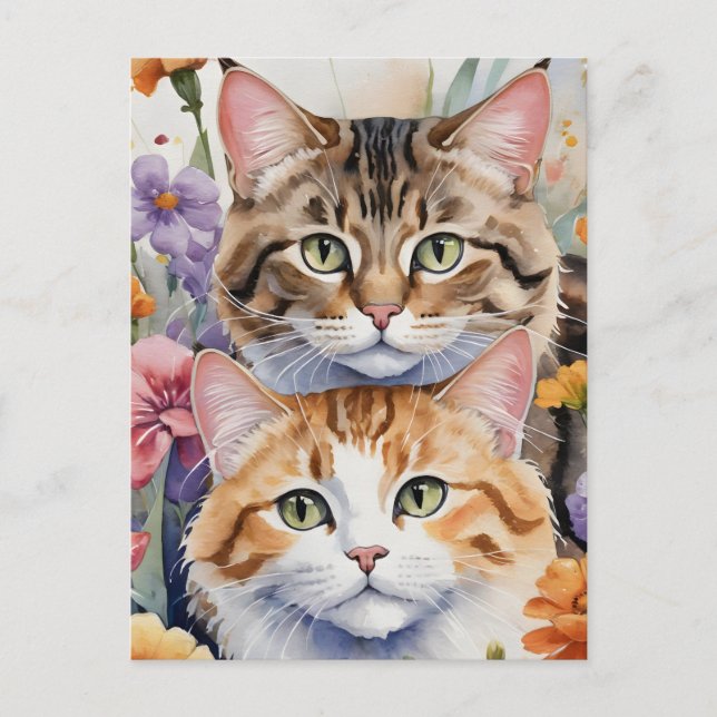 Two cute kitten faces postcard (Front)