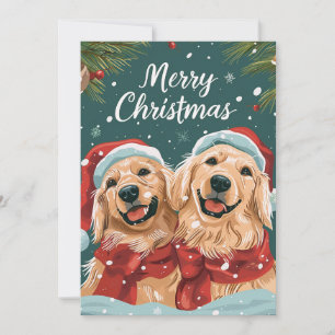 Two cute Labrador Merry Christmas Holiday Card