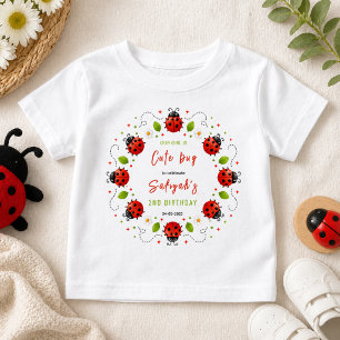 Two Cute Ladybug 2nd Birthday Party for Kids Baby T-Shirt
