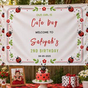Two Cute Ladybug 2nd Birthday Party for Kids Banner