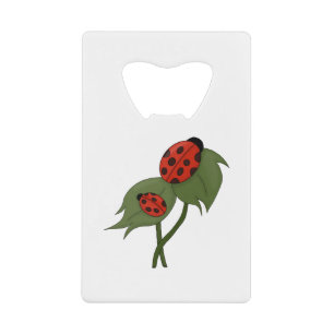 Two cute ladybugs on a plant