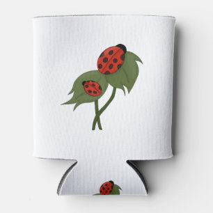 Two cute ladybugs on a plant can cooler