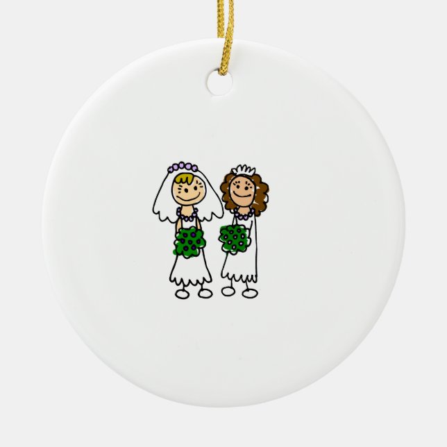 Two Cute Little Brides Ceramic Tree Decoration (Front)