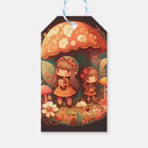 Two cute little girls elves gift tags
