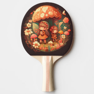 Two cute little girls elves  ping pong paddle
