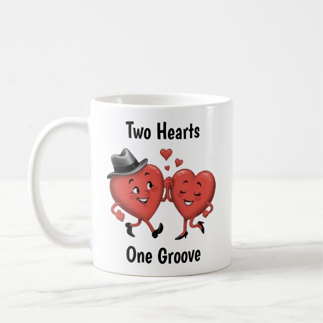 Two Cute Love Hearts Valentine's  Coffee Mug (Left)