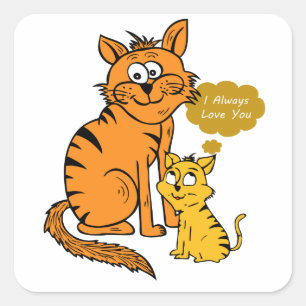two cute, loving tigers  I always love you Square Sticker