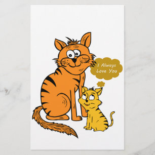 two cute, loving tigers I always love you Stationery